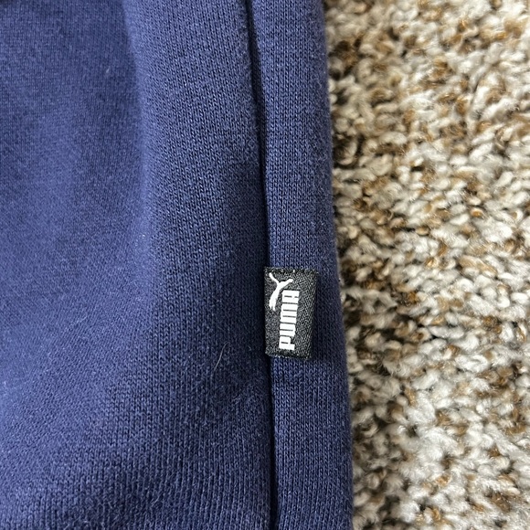 Puma SE Medium Navy Blue Embossed Pullover Hoodie Sweatshirt - Picture 3 of 13